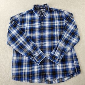 Eddie Bauer Men's Classic Fit Flannel Shirt Men's Size L Blue White Plaid Cotton